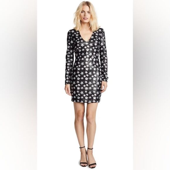 Black Halo Sequin Stars Dress 10 Whimsigoth Fairy Rebel Punk Glam Celestial - Picture 1 of 10